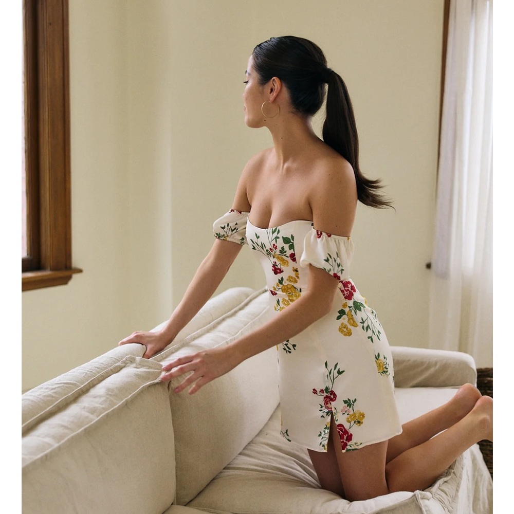 Hawthorn Mini Dress in color Spencer (cream, floral)